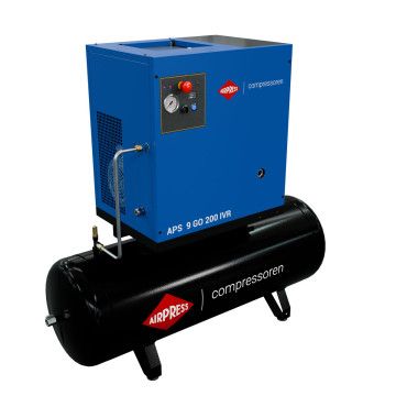 Schroefcompressor APS 9 GO 200 Combi IVR 10 pk/7.5 kW 10 bar 848 l/min 200 l Schroefcompressor APS 9 GO 200 Combi IVR 10 pk/7.5 kW 10 bar 848 l/min 200 l