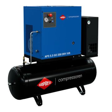 Schroefcompressor APS 5.5 GO 200 Combi Dry IVR 5.5 pk/4 kW 10 bar 498 l/min 200 l