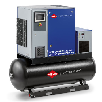 Schroefcompressor 13 bar 20 pk/15 kW 2172 - 3000 l/min 500 l EcoPower Premium 20 Combi Dry PM IVR