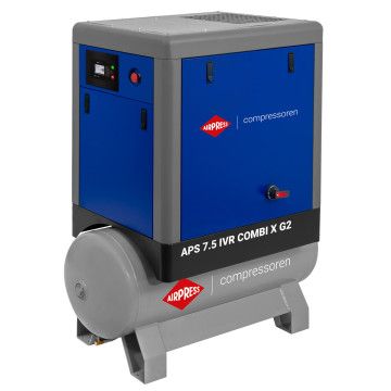 Schroefcompressor APS 7.5 IVR Combi X G2 10 bar 7.5 pk/5.5 kW 290-790 l/min 200 l