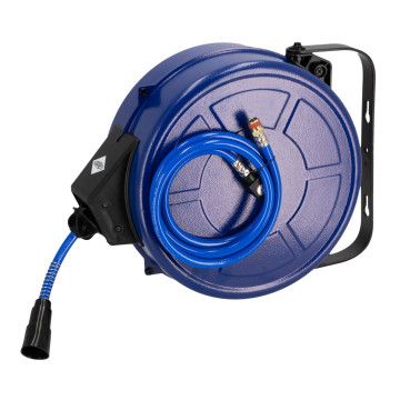 Luchtslanghaspel wandmodel 15 bar 18 m 3/8" 13.5 x 9.5 mm PU draaibaar met accessoires