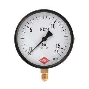 Manometer  1/4" 16 bar onder aansluiting 100 mm