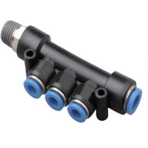 Insteekkoppeling manifold 4 x 8 mm en 1/4" buitendraad