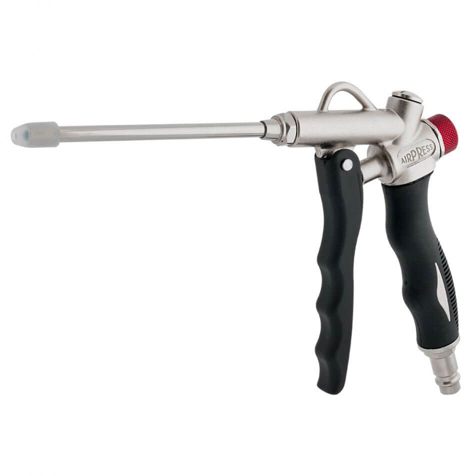 Blaaspistool met drukregelknop en lang mondstuk