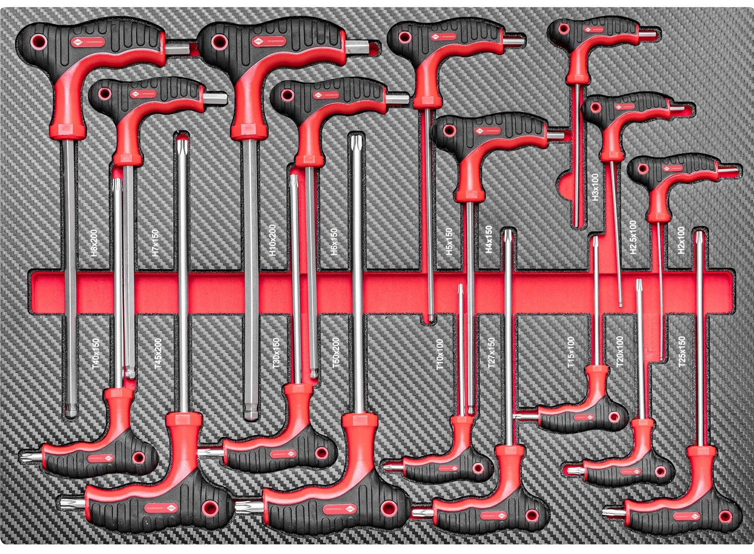 Gereedschapswagen gevuld 79619 sleutelset met ergonomische T-handgreep (18 delig)